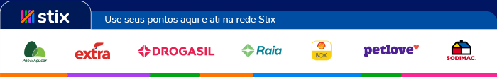 Stix. Use seus pontos aqui e ali na rede stix. P&atilde;o de a&ccedil;ucar, Extra, Drogasil, Raia, Shellbox, Petlove, Sodimac
